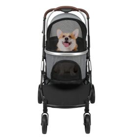 3 in 1 Pet Stroller Dog Carrier and Travel Crate Grey