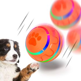 Orange Interactive Dog Ball Toy With Automatic Light-Up Feature