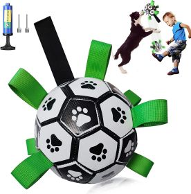 Interactive Dog Football Soccer Ball Toy with Grab Tabs and Pump