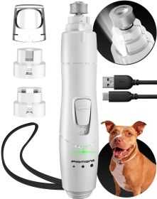 White LED Dog Nail Grinder Rechargeable Quiet Professional Pet Trimmer