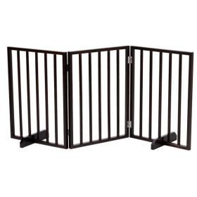 Wooden Dog Fence Walnut Freestanding Gate for Stairs and Hallways