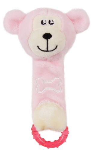 Pet Life Moo-Born' Plush Squeaky and Crinkle Newborn Rubber Teething Cat and Dog Toy