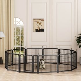 Dog Playpen Outdoor Portable Fence with Gate and Anchored Panels