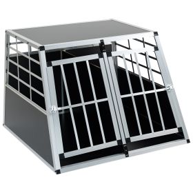 Double Doors Pet Car Transport Cage Aluminium Puppy Travel Crate Box Trapezoidal Kennel Dog Carrier Cage