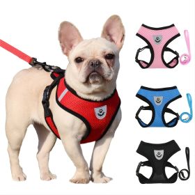 Reflective Pet Harness and Leash Set Adjustable No Pull Soft Mesh (Color: Black, size: L)