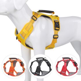 No Pull Pet Harness For Dog Adjustable Soft Control Vest With Handle (Color: Yellow, size: M)