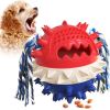 Dog Toy Treat Ball Squeaky Interactive Chew Toy with Rope and Food Dispenser