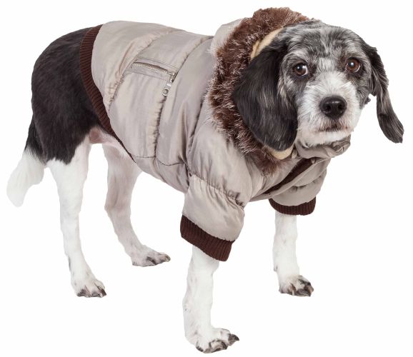 Metallic Dog Parka Coat Fashionable and Warm Pet Jacket for Cold Weather