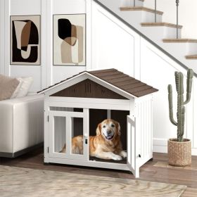 Weatherproof Outdoor Dog Crate with Roof Access and Raised Floor for Large Dogs (Color: as picture)