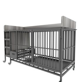 Large Pet Cage with Storage Rack and Stainless Steel Feeding Drawers (Color: as Pic)