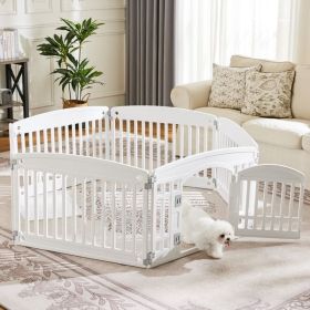 Dog Playpen Adjustable Folding Portable Pet Fence for Small to Medium Dogs Indoor Outdoor Use,6-Panel,White (Color: as picture)