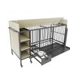 Large Pet Cage with Storage Rack, Drawers, and Stainless Steel Food and Water Basin
