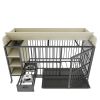 Large Pet Cage with Storage Rack, Drawers, and Stainless Steel Food and Water Basin