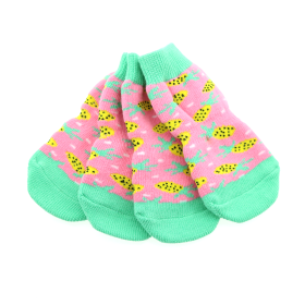 Non-Skid Dog Socks - Pink Pineapple (Option: X-Small)
