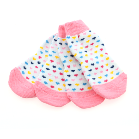 Non-Skid Dog Socks - Pink and White Hearts (Option: X-Small)